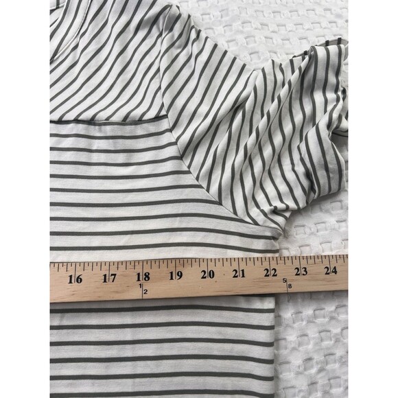 Chico's long dress Size 3 X Large Striped Tee Cuffed Detail White Green New 16 - Picture 6 of 11